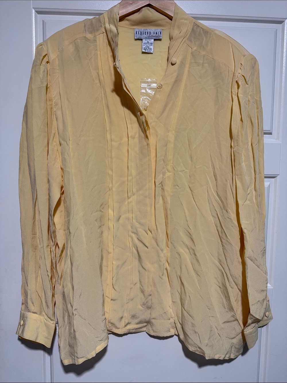 Vintage Bedford fair lifestyles yellow Silk Blouse top XL new Cottagecore